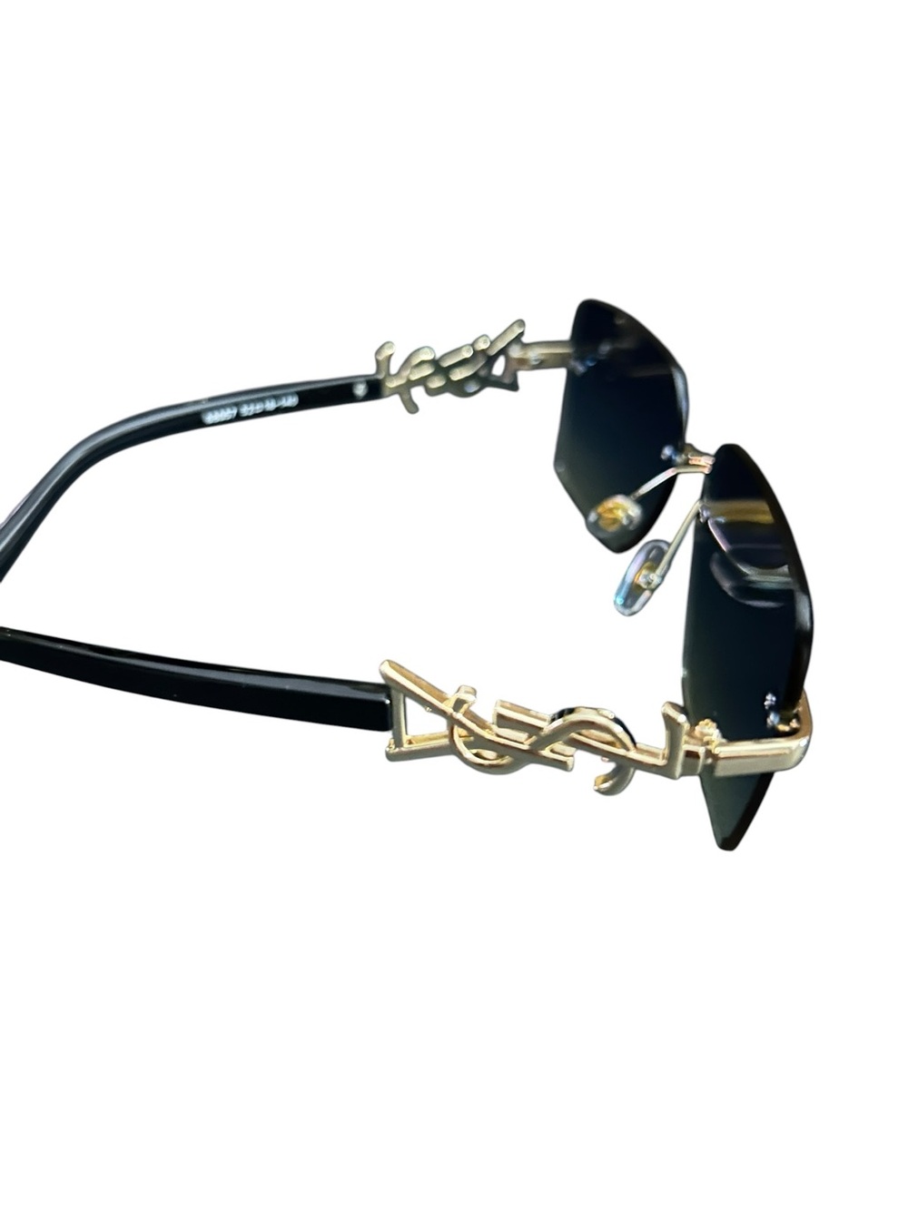 Rimless Blue Gradient Women’s Sunglasses with Gold Bridge - Picture 6 of 15